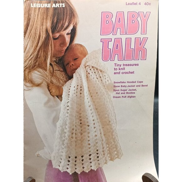 Vintage Leisure Arts Baby Talk Leaflet 4 Crochet & Knit Pattern Booklet - Picture 1 of 2